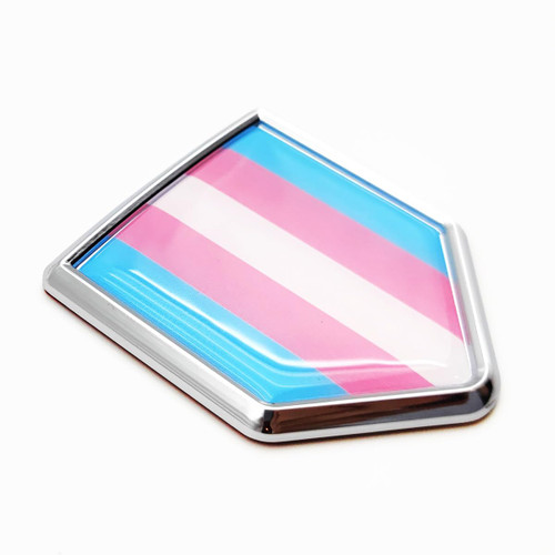 Overdecor Transgender Trans Pride Flag Decal Sticker Emblem LGBT Chrome Shield Flags for Car Bumper (2 Pack)