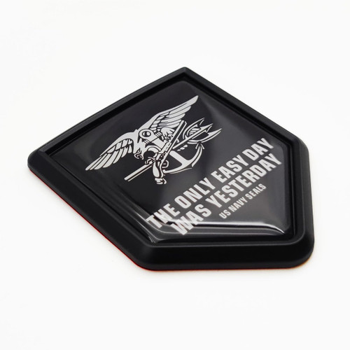 Overdecor US Navy Seals Flag Decal Sticker Army Military Emblem The Only Easy Day was Yesterday Chrome Shield Flags for Car Bumper (2 Pack)