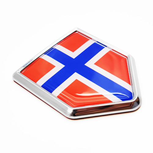 Overdecor Norway Flag Decal Norwegian Sticker Emblem Chrome Shield Flags for Car Bumper (2 Pack)