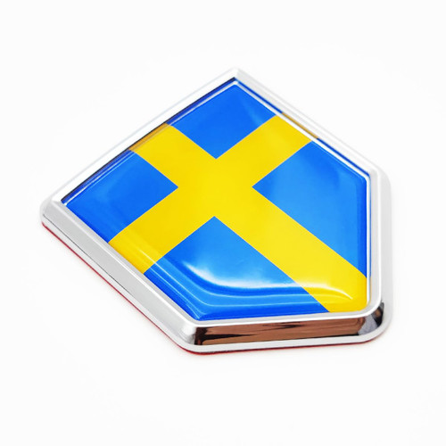 Overdecor Sweden Flag Decal Swedish Sticker Emblem Chrome Shield Flags for Car Bumper (2 Pack)