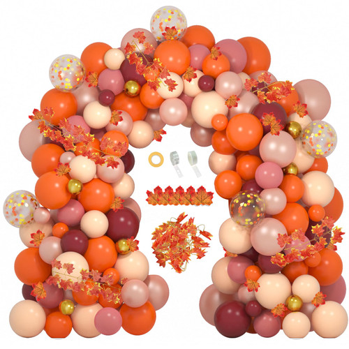 PERPAOL 124pcs Fall Balloons Garland Arch Kit, Fall Decorations Orange Burgundy balloons for Thanksgiving Autumn Little Pumpkin Shower Birthday Party Decorations with Fall Leaves and Maple Garland PERPAOL 124pcs Fall Balloons Garland Arch Kit, Fall Decorations Orange Burgundy balloons for Thanksgiving Autumn Little Pumpkin Shower Birthday Party Decorations with Fall Leaves and Maple Garland