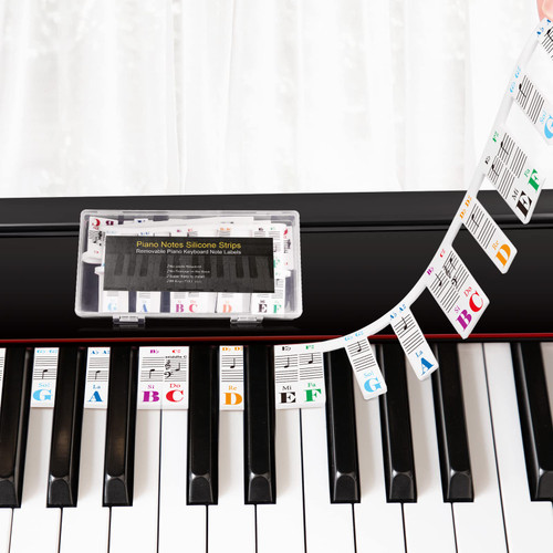 Removable Piano Keyboard Note Labels Piano Keyboard Stickers for Beginner Silicone Piano Notes Guide for Learning, 88-Key Full Size, No Need Stickers, Reusable and Comes with Box?Colorful? Removable Piano Keyboard Note Labels Piano Keyboard Stickers for Beginner Silicone Piano Notes Guide for Learning, 88-Key Full Size, No Need Stickers, Reusable and Comes with Box?Colorful?