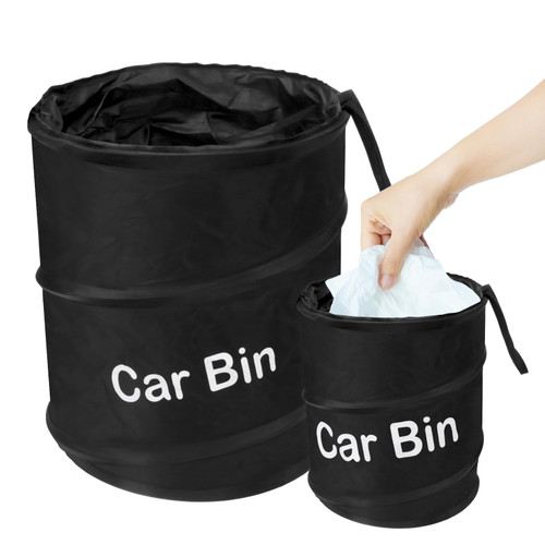 lapinchen Car Trash Can for Back Seat, Pop-Up Car Trash Bin with Velcro,2 Packs Combination Collapsible Trash Can for Camping, Reusable and Portable Pop-Up Trash Can for Parties, Car,Camping