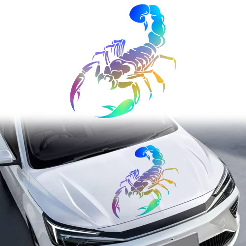 JSCARLIFE Scorpion Car Decals, Practical Laser Car Hood Sticker, Self-Adhesive Vinyl Graphics Decals for Car/Truck, Universal Car Hood Body Side Rear Window Stickers