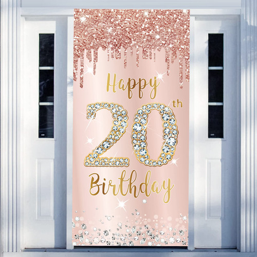 Happy 20th Birthday Door Banner Decorations for Women Girls, Pink Rose Gold 20 Birthday Door Cover Backdrop Sign Party Supplies, 20 Year Old Birthday Poster Background Photo Booth Props Decor Happy 20th Birthday Door Banner Decorations for Women Girls, Pink Rose Gold 20 Birthday Door Cover Backdrop Sign Party Supplies, 20 Year Old Birthday Poster Background Photo Booth Props Decor
