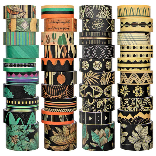 WAPETASHI 40 Rolls Washi Tape Set - Green Floral Decorative Tape, Adhesive Tape for Bullet Journal Supplies, Junk Journal, DIY Craft, Scrapbooking Supplies, Gift Wrapping, Party Decoration, Art Craft WAPETASHI 40 Rolls Washi Tape Set - Green Floral Decorative Tape, Adhesive Tape for Bullet Journal Supplies, Junk Journal, DIY Craft, Scrapbooking Supplies, Gift Wrapping, Party Decoration, Art Craft