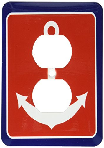 3dRose lsp_165796_6 Red White and Blue Nautical Anchor Design Light Switch Cover