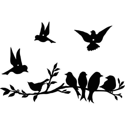 Ferraycle Metal Bird Wall Art Birds on The Branch Wall Decor Leaves with Birds Metal Sculpture Bird Silhouette Metal Ornament Branch Wall Hanging Sign for Balcony Garden Decor (Black)