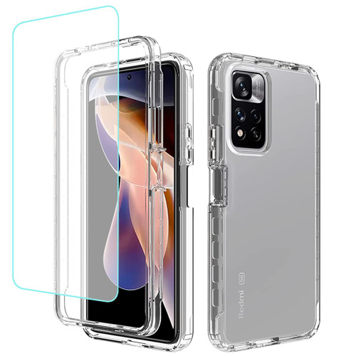 Tothedu Phone Case for Redmi Note 11 Pro+ 5G/Note 11 Pro Plus 5G Case with Tempered-Glass Screen Protector, Clear Full Body Protective Hard PC Shell TPU Cover for Xiaomi Redmi Note 11 Pro+ 5G (Clear)