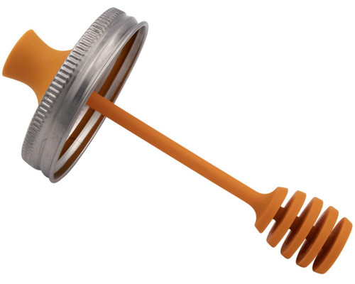 Jarware Honey Dipper Lid with Rust Proof Band for Regular Mouth Mason Jars