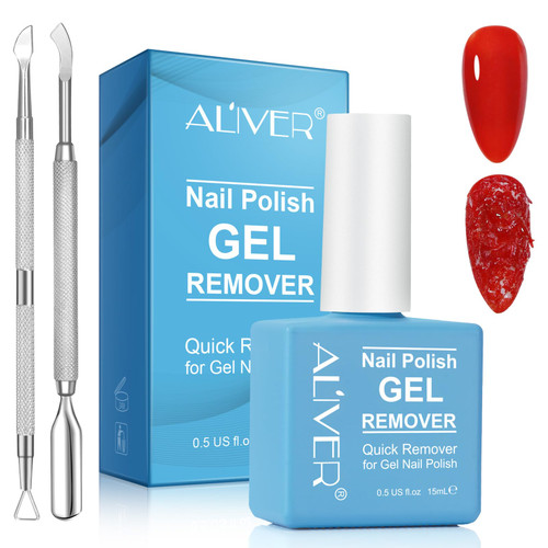 Gel Nail Polish Remover,With 1 PCS Cuticle Pusher + 1 PCS Nail Polish Scraper,Remove Gel Nail Polish Within 2-3 Minutes,No Need For Foil, Soaking Or Wrapping
