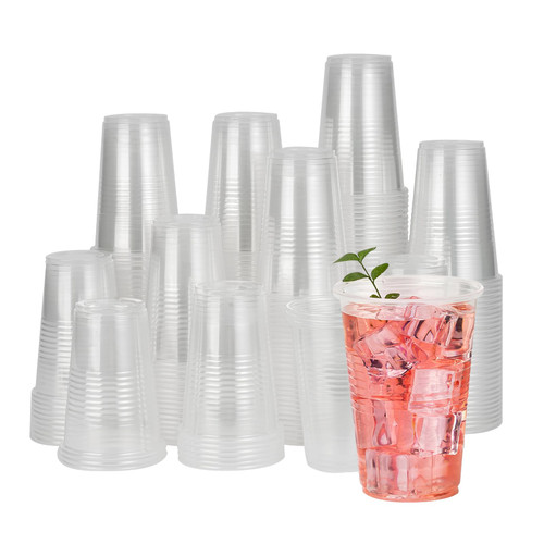 RACETOP 500 pack 9 oz Disposable Plastic Cups, Clear Plastic Cups Tumblers, Plastic Cups Bulk, Transparent for Wedding, Thanksgiving, Birthday, Halloween, Christmas Party