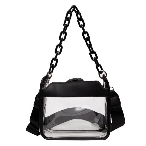Juoxeepy Clear Bag Stadium Approved Clear Crossbody Bag Concert Stadium Clear Purse Sports Events PVC Clear Shoulder Bag Clutch Purse Concert Clear Handbag for Women