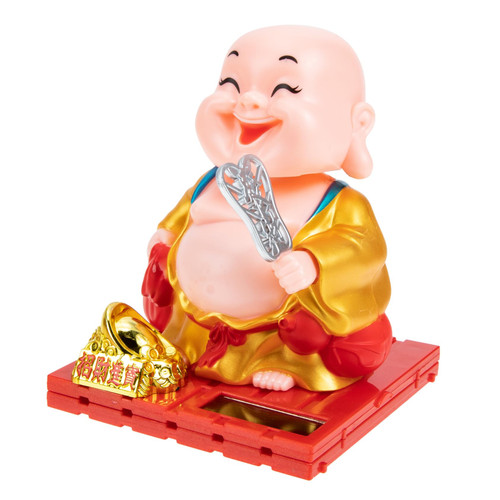 BESTOYARD Maitreya Buddha Ornaments bobbleheads for car Dashboard Buddha Sculpture Smiling Buddha Statue Tabletop Decor Baby Doll Chinese Decorations Solar Maitreya Ornament Interior