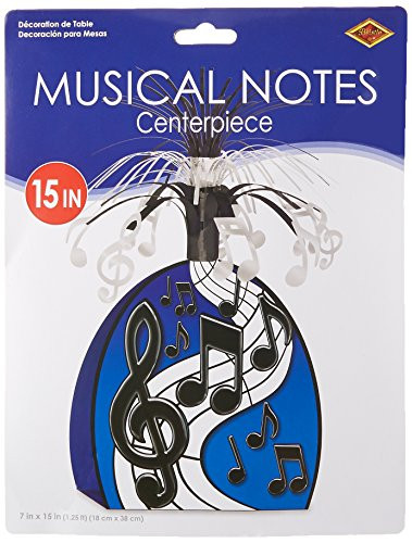 Musical Notes Centerpiece (black & silver) Party Accessory  (1 count) (1/Pkg)