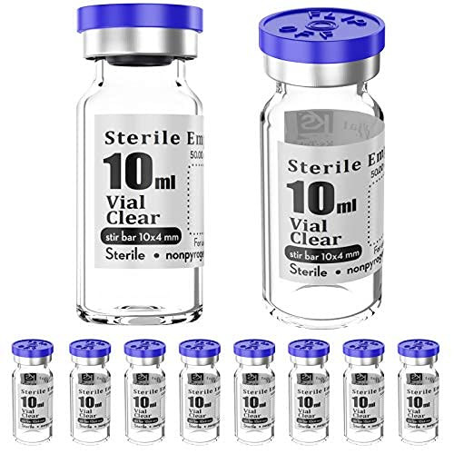 Ks-Tek Sterile Empty Vials with Self Healing Injection Port,with Flip Off Aluminum Cap,Sterile Package (10ml,10)