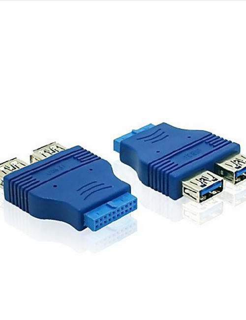 Dual USB 3.0 Type A Female to 20 Pin Motherboard Header Female Connector Converter Adapter