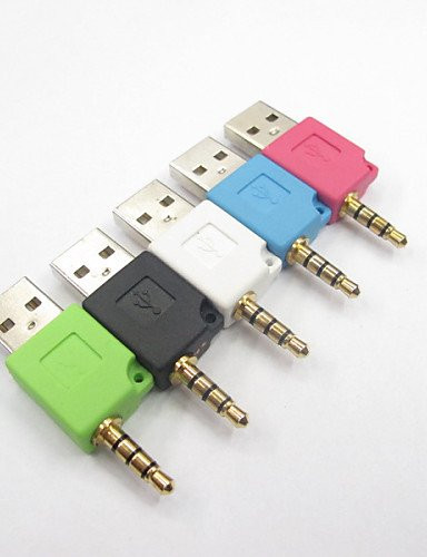 Protable 3.5mm Jack to USB 2.0 Adapter 2 in 1 Charging Adapter for iPod 2th Shuffle, watermelon