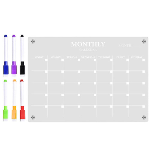 NUOBESTY Acrylic Dry Erase Board with Markers, Magnetic Weekly Planner Calendar Erasable Whiteboard Calendar Memo Message Board Menu Board for Fridge Refrigerator