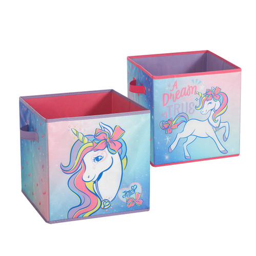 Idea Nuova Nickelodeon JoJo Siwa Collapsible LED Light Up Toy Storage Cubes, 2 Pack, 11.5"