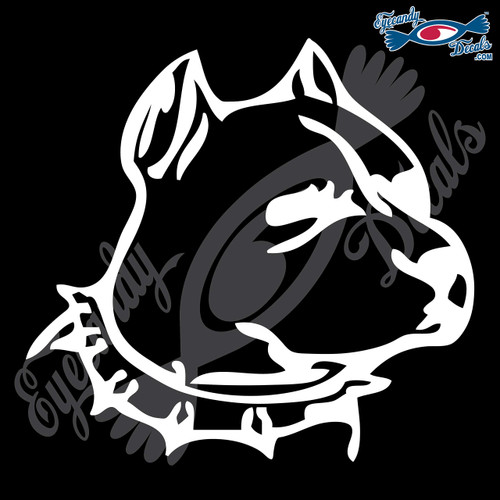 Eyecandy Decals Pitbull Dog Head 5" White Decal Sticker