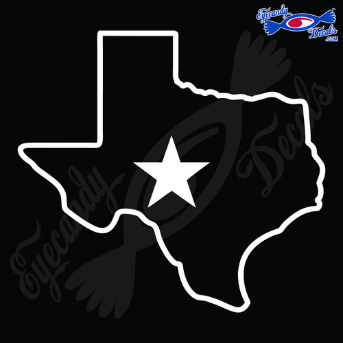 Eyecandy Decals Texas State Outline with Star 6 INCH White Decal Sticker