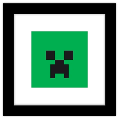 Trends International Gallery Pops Minecraft: Iconic Pixels - Mobs - Creeper Wall Art, Black Framed Version, 12'' x 12''