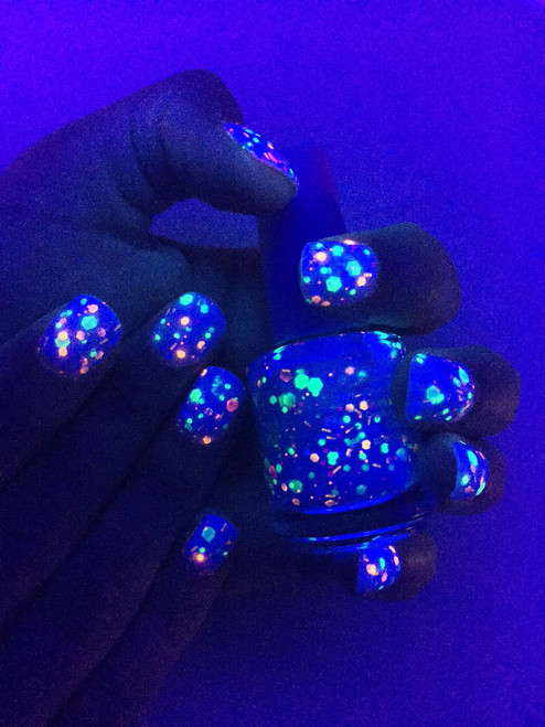 DIRECTGLOW LLC Get Breezy-Color Changing UV Blacklight Thermal Nail Polish: Custom-Blended Indie Glitter Nail Polish/Lacquer