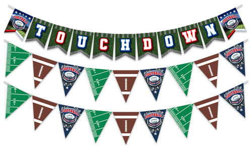 Treasures Gifted Football Birthday Banner Set of 3-1 Football Banner & 2 Pennants - Football Birthday Party Decorations - Football Decorations for Party, Football Hanging Decorations, Football Decor
