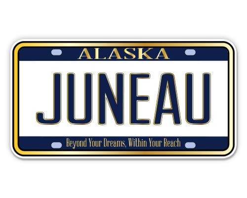 Juneau Alaska License Plate Style - 8" Vinyl Sticker - for Car Laptop I-Pad - Waterproof Decal Juneau Alaska License Plate Style - 8" Vinyl Sticker - for Car Laptop I-Pad - Waterproof Decal