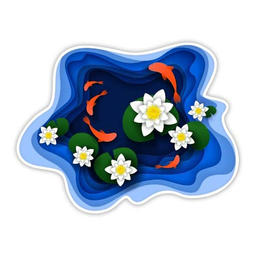 Koi Pond Fish Pretty - 8" Vinyl Sticker - for Car Laptop I-Pad - Waterproof Decal