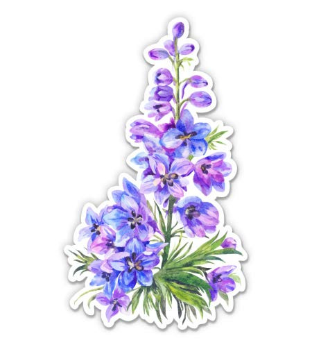 Delphinium Flower Pretty Purple - 7" Vinyl Sticker - for Car Laptop I-Pad - Waterproof Decal