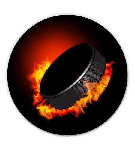Hockey Puck on Fire - 7" Vinyl Sticker - for Car Laptop I-Pad - Waterproof Decal