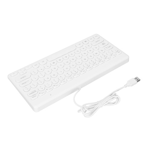 Jectse Universal 78 Keys USB Keyboard,Wired Round Keycaps Keyboard,Ergonomic Design Power Saving Small Keyboard,Character is Waterproof, Wear Resistant and Durable (White)