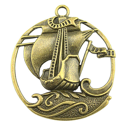 NEWME 9pcs Pirate Sailboat Charms Pendant for DIY Jewelry Wholesale Crafting Bracelet and Necklace Making (Antique Bronze)