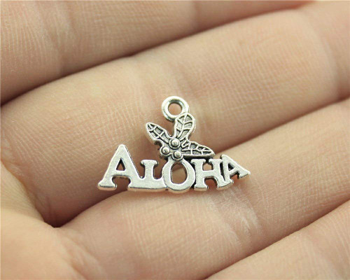 NEWME 60Pcs Aloha Charms Pendant for DIY Jewelry Wholesale Crafting Bracelet and Necklace Making
