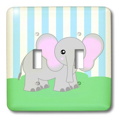 3dRose LLC lsp_15430_2 Baby Animals Blue Elephant Double Toggle Switch