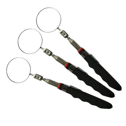 Betterstar Telescoping Inspection Mirror Round Mirror Handle Tools Inspection Tool for Check The Condition of The Vehicle, Observe The Eyelashes, Mouth and Other Small Parts (Inspection Mirror 3PCS)