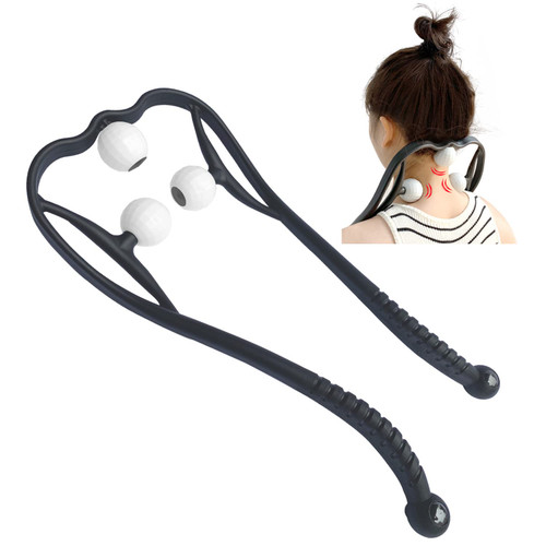 YEHORIN Manual Neck Massager Handheld Shiatsu Deep Tissue Dual Pressure Trigger Point Shoulder Neck Massage Tool for Self Pain Relie & Scalp Massager Gift?Black