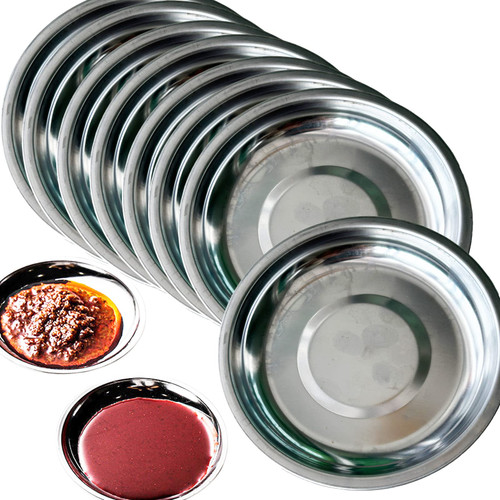 JZSMY 8 Pcs Stainless Steel Sauce Bowl, 5.5inch Round Seasoning Dishes Sushi Dipping Bowl Saucers Bowl Mini Appetizer Plates, Small Snack Cups Dipping Soy Sauce Dish/Bowls (14cm)