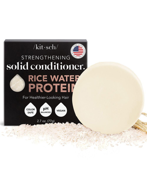 Kitsch Rice Water Protein Conditioner Bar for Hair Growth & Strengthening | Made in US | Eco-Friendly Cleansing and Moisturizing Rice Conditioner Bar | Paraben Free | Sulfate free Conditioner | 2.7 oz