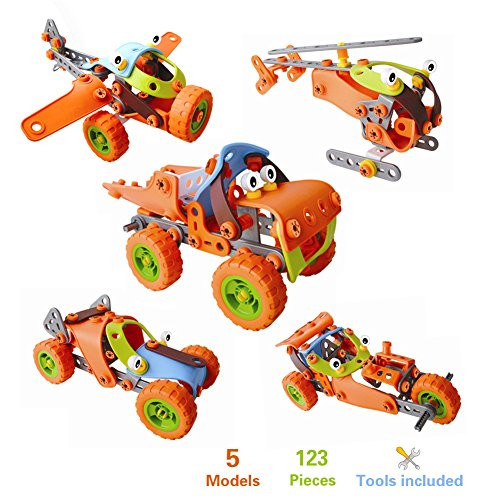 JIALEEY Take Apart Toys Tools, 123 PCS 5-in-1 Build Play Toy Set Kids Boy Girl - Creative STEM Learning Building Blocks Set - Ages 5+ Engineering Education Toy JIALEEY Take Apart Toys Tools, 123 PCS 5-in-1 Build Play Toy Set Kids Boy Girl - Creative STEM Learning Building Blocks Set - Ages 5+ Engineering Education Toy