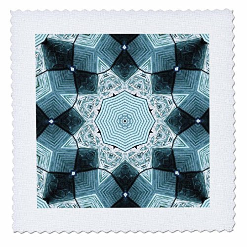 3dRose qs_53239_1 Blue Glass Mandela-Quilt Square, 10 by 10-Inch