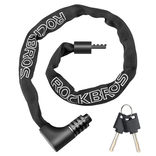 ROCKBROS Bike Chain Lock Heavy Duty Anti-Theft Bike Locks Chain 3.2FT Security Bicycle Lock Resettable Combination Bicycle Chain Lock with 2 Keys for Bikes, Motorcycle, Door, Gate, Fence, Grill ROCKBROS Bike Chain Lock Heavy Duty Anti-Theft Bike Locks Chain 3.2FT Security Bicycle Lock Resettable Combination Bicycle Chain Lock with 2 Keys for Bikes, Motorcycle, Door, Gate, Fence, Grill