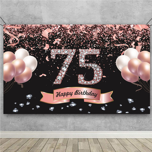 Trgowaul 75th Birthday Decorations for Women Rose Gold Birthday Backdrop 5.9 X 3.6 Fts Happy Birthday Party Suppiles Photography Supplies Background Happy 75th Birthday Banner Trgowaul 75th Birthday Decorations for Women Rose Gold Birthday Backdrop 5.9 X 3.6 Fts Happy Birthday Party Suppiles Photography Supplies Background Happy 75th Birthday Banner