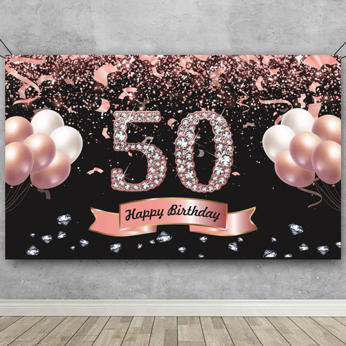 Trgowaul 50th Birthday Decorations for Women - Rose Gold Happy 50th Birthday Banner Backdrop 5.9 X 3.6 Fts Photography Background 50th Birthday Party Suppiles Gifts for Women Trgowaul 50th Birthday Decorations for Women - Rose Gold Happy 50th Birthday Banner Backdrop 5.9 X 3.6 Fts Photography Background 50th Birthday Party Suppiles Gifts for Women