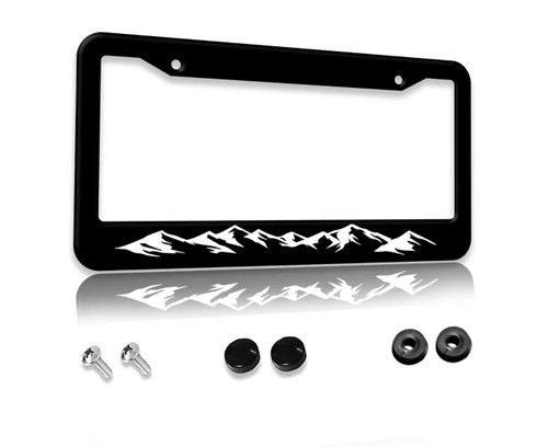 Mountains License Plate Frame 1 Pcs Personalise Aluminum Car License Plate Cover Mountains License Plate Holder 2 Hole Standard USA Auto Tag Frame