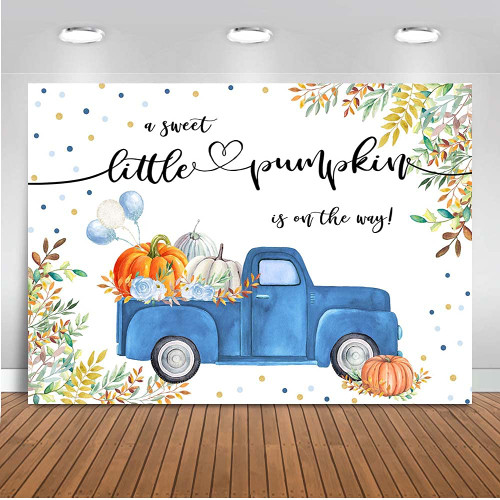 Mocsicka Pumpkin Backdrop for Boy Baby Shower 7x5ft Blue Truck A Sweet Little Pumpkin is on The Way Photo Backdrops Autumn Fall Baby Shower Party Decorations Banner Mocsicka Pumpkin Backdrop for Boy Baby Shower 7x5ft Blue Truck A Sweet Little Pumpkin is on The Way Photo Backdrops Autumn Fall Baby Shower Party Decorations Banner