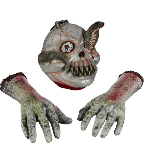 AOFOX Halloween Zombie Head, Scary Hanging Severed Head Life-Size Bloody Latex Zombie Cut Off Dead Head with Zombie Hands for Halloween Props Decorations Haunted House AOFOX Halloween Zombie Head, Scary Hanging Severed Head Life-Size Bloody Latex Zombie Cut Off Dead Head with Zombie Hands for Halloween Props Decorations Haunted House