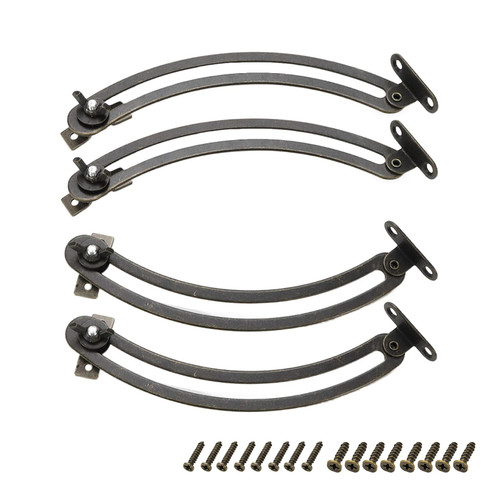 Pastlla 2 Pair Cabinet Support Hinges Door Folding Lid Support Hinge Friction Assisted Lid Support Soft Close Lid Support Arc Support Stay Hinges with Screws Bronze Tone
